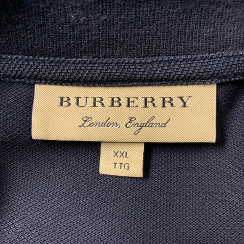 BURBERRY Size XXL Navy Solid Cotton Polo