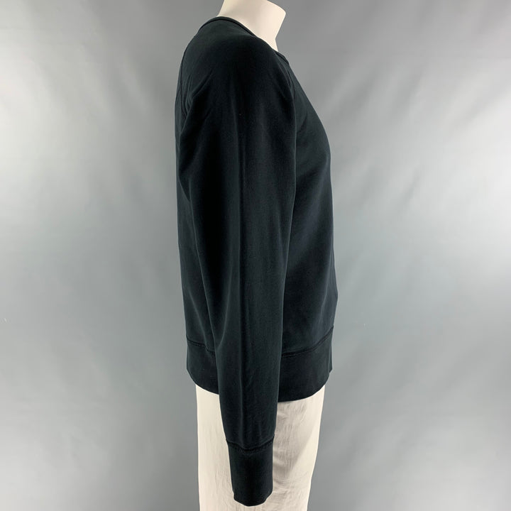 ACNE STUDIOS Size L Black Solid Cotton Crew-Neck Sweatshirt