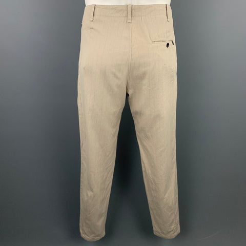 RAG & BONE Size L Oatmeal Stripe Cotton Notch Lapel Suit