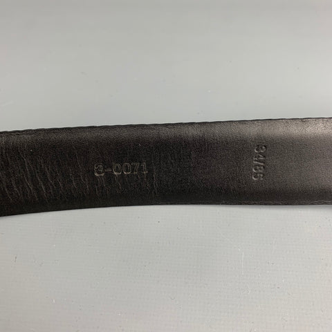 BILL LAVIN Soft Collection Size 34 Black Diagonal Stripe Leather Belt