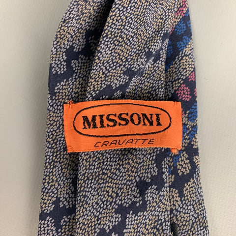 MISSONI Grey Blue Abstract Silk Tie