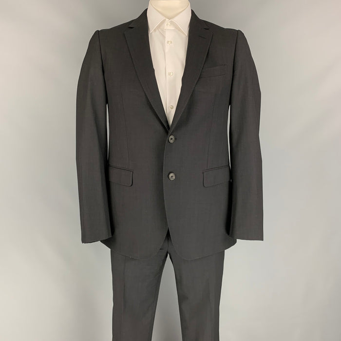 LANVIN Size 42 Black Wool Single Breasted Notch Lapel Suit