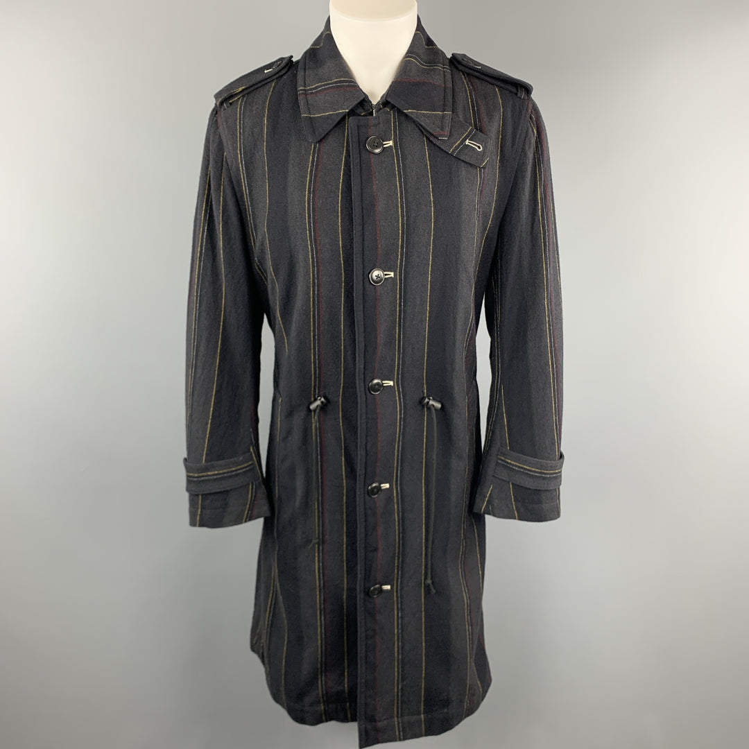 Y's by YOHJI YAMAMOTO Taille de poitrine M Trench-coat en laine à rayures anthracite