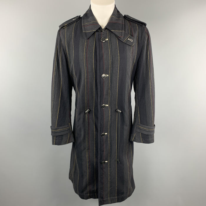Y's by YOHJI YAMAMOTO Chest Size M Charcoal Stripe Wool Trench Coat