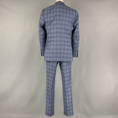 INDOCHINO Size 36 Blue Navy Plaid Wool 30 30 Suit