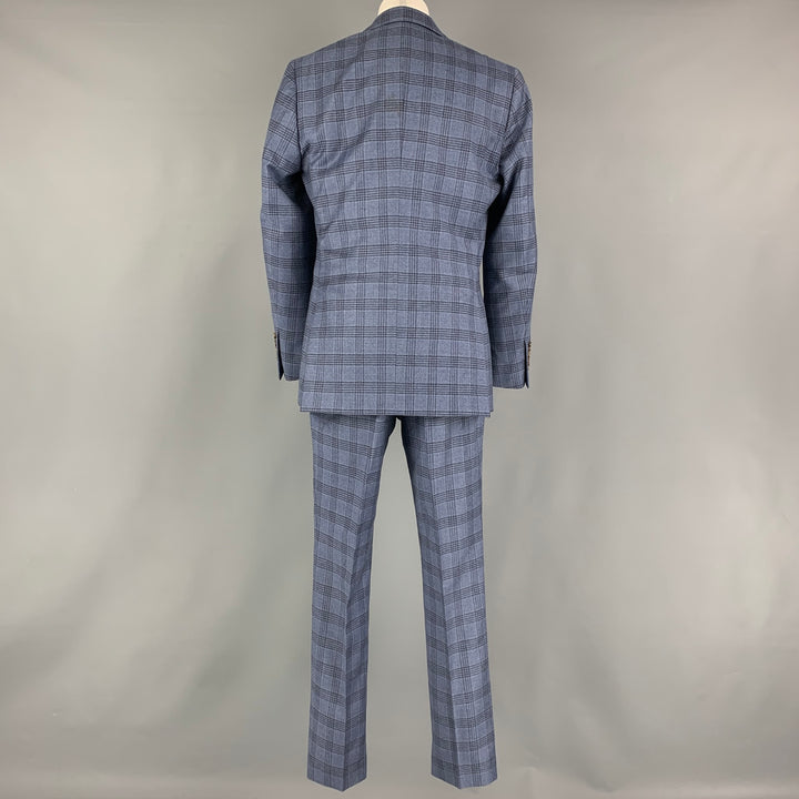 INDOCHINO Size 36 Blue Navy Plaid Wool 30 30 Suit