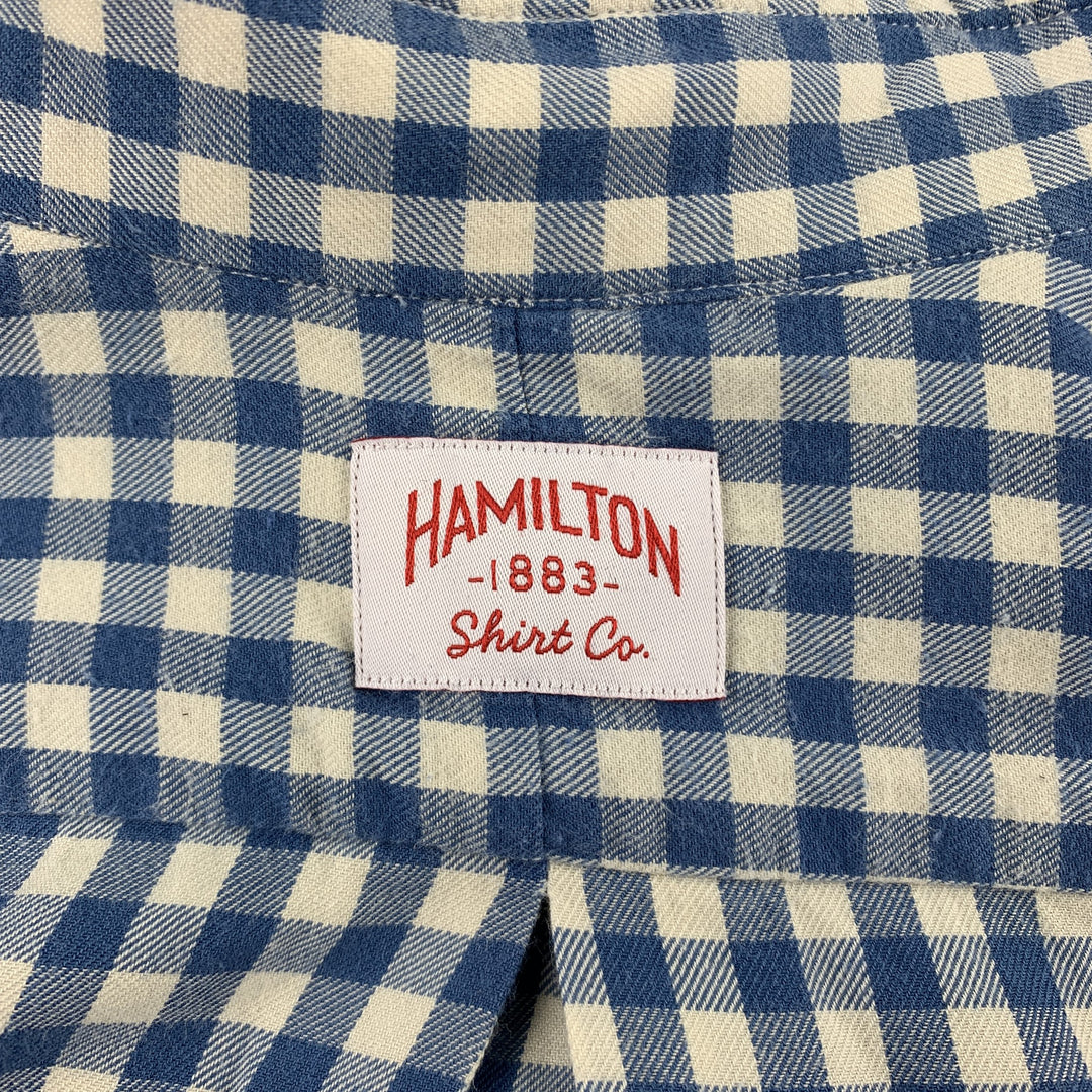 HAMILTON Size S Blue & White Checkered Cotton Button Down Long Sleeve Shirt