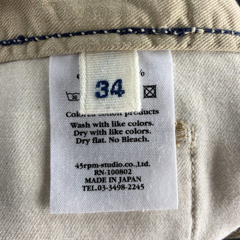 45rpm Talla 34 Caqui Pantalones cortos de algodón liso con cremallera