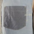 45rpm Size M Blue Gray & Tan Color Block Chambray Long Sleeve Shirt 45rpm