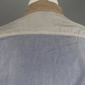 45rpm Size M Blue Gray & Tan Color Block Chambray Long Sleeve Shirt 45rpm