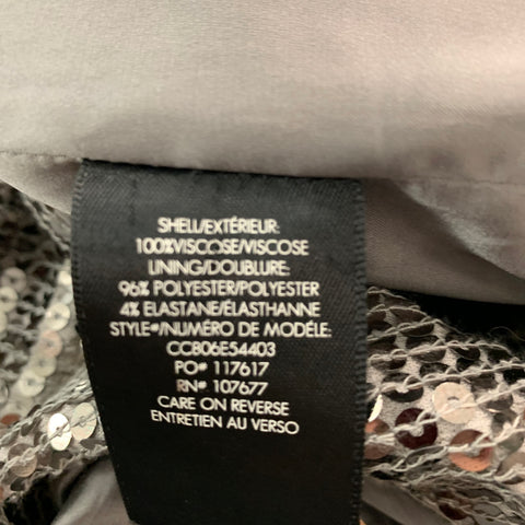ALICE + OLIVIA Taille S Manteau ouvert à paillettes en viscose argentée