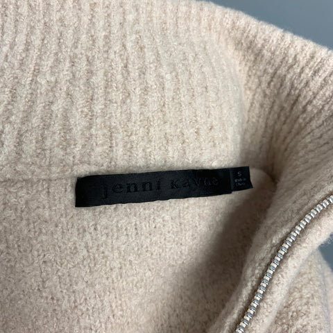 JENNI KAYNE Size S Beige Merino Wool Blend 1/4 Zip Sweater