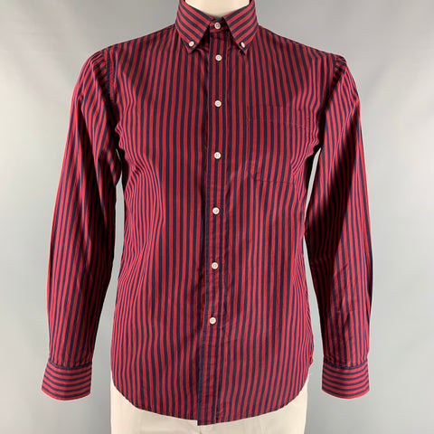 GITMAN BROS Talla L Camisa Manga Larga Rayas Rojas y Azul Marino