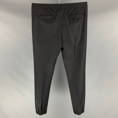 DIOR HOMME Size 36 Black Solid Wool Elastic Waistband Dress Pants