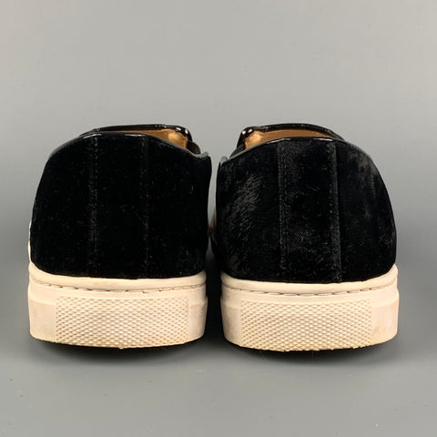 CHARLOTTE OLYMPIA Size 7 Black Velvet Leather Trim Slip On Sneakers