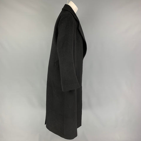 F Size S Black Wool Polyester Single Breasted Coat