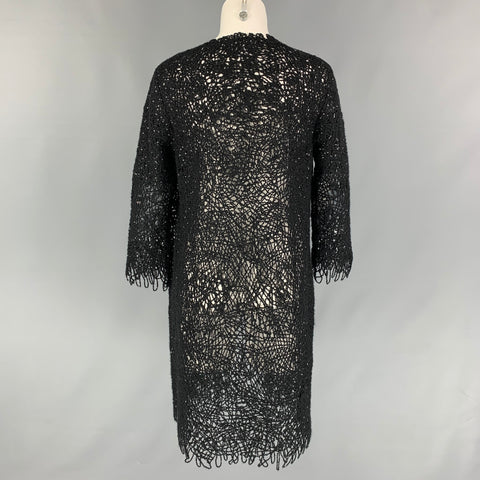 OSCAR DE LA RENTA 2012 Size M Black Silk Blend Crochet Cardigan