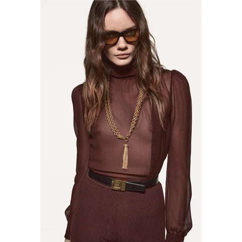 SAINT LAURENT SS 2021 Taille XS Bordeaux YSL Viscose Côtelé Cavalier Short