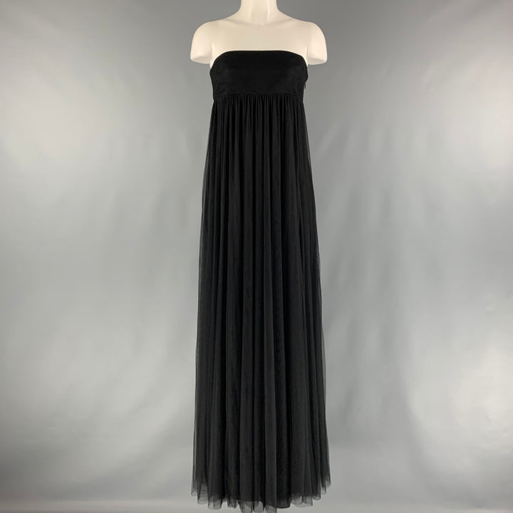 VERA WANG Size 6 Black Polyester See Through Strapless Dress