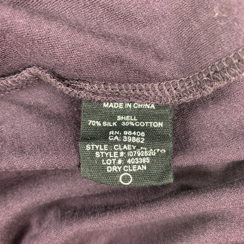 THEORY Size M Eggplant Silk Cotton Crew-Neck T-shirt