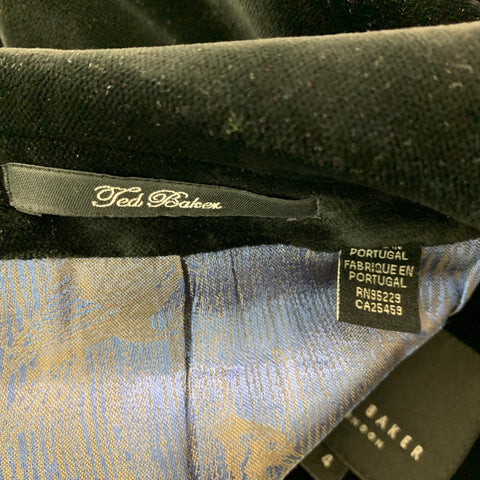 TED BAKER Size 42 Black Velvet Cotton Notch Lapel Sport Coat