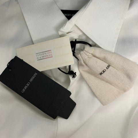 GIORGIO ARMANI Size XL Solid White Cotton French Cuff Long Sleeve Shirt