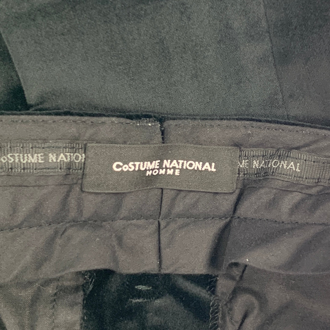 CoSTUME NATIONAL Size 30 Black Velvet Cotton Button Fly Dress Pants