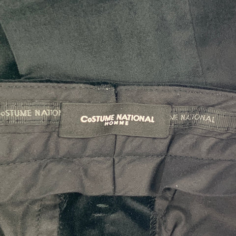 CoSTUME NATIONAL Size 30 Black Velvet Cotton Button Fly Dress Pants
