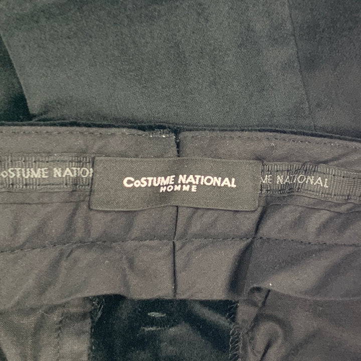 CoSTUME NATIONAL Size 30 Black Velvet Cotton Button Fly Dress Pants