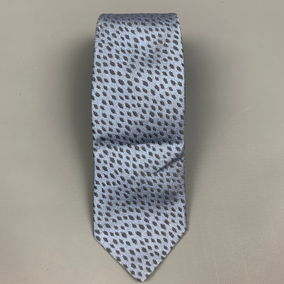 BURBERRY PRORSUM Blue Grey Abstract Silk / Cotton Skinny Tie