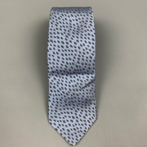 BURBERRY PRORSUM Blue Grey Abstract Silk / Cotton Skinny Tie