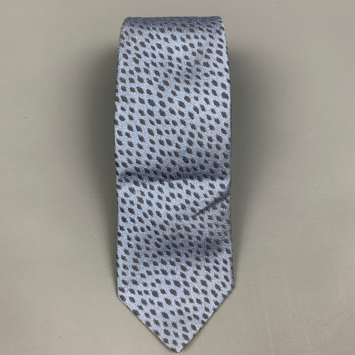BURBERRY PRORSUM Blue Grey Abstract Silk / Cotton Skinny Tie
