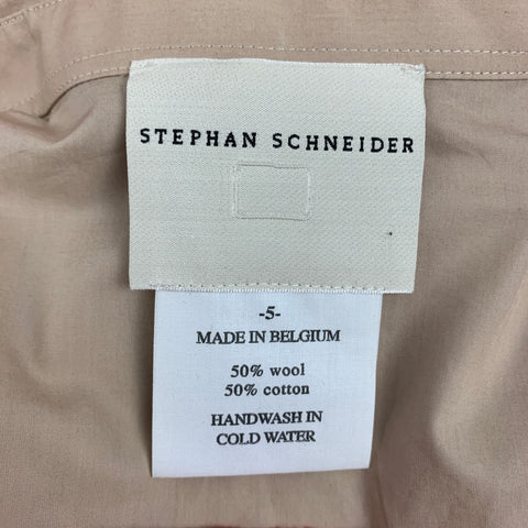 STEPHAN SCHNEIDER Size XL Khaki Red Color Block Wool Cotton Short Sleeve Shirt