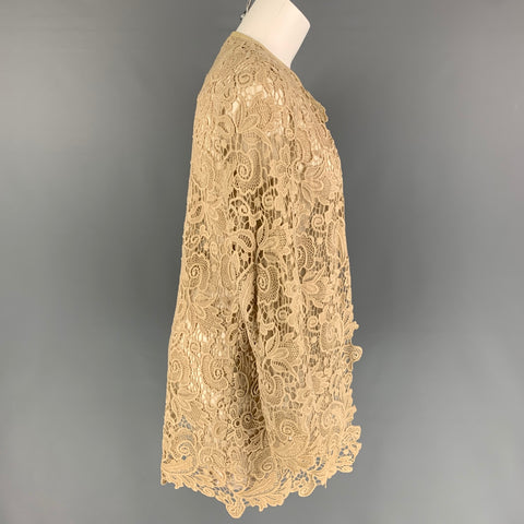 RALPH LAUREN Black Label Taille10 Manteau ouvert en dentelle de coton kaki