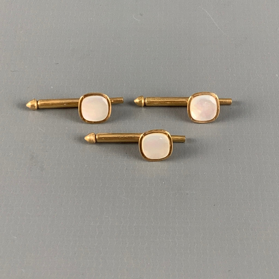 SWANK Gold Mother of Pearl Cuff Links
