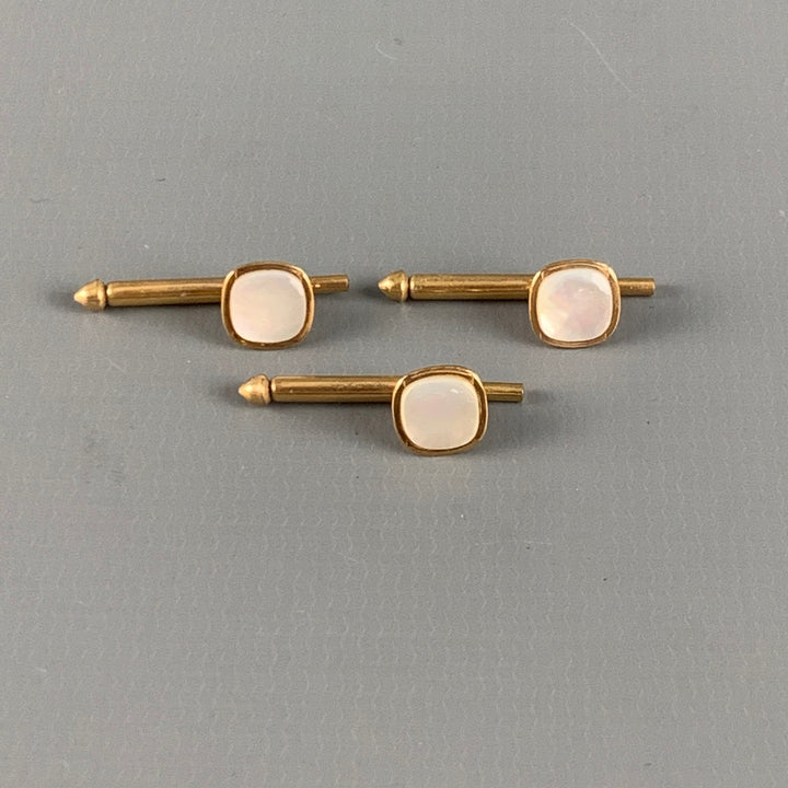 SWANK Gold Mother of Pearl Cuff Links