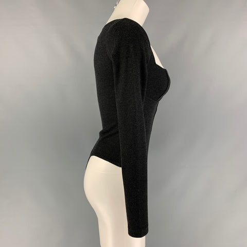 CAPULET Talla S Gris oscuro Traje de cuerpo de mezcla de poliéster acanalado Top casual