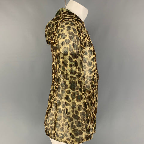 NEEDLES Talla M Chaqueta con capucha de malla de camuflaje marrón beige