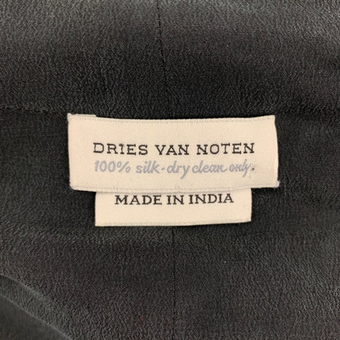 DRIES VAN NOTEN Black Cream Embroidered Silk Scarf