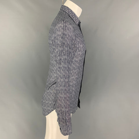 EMPORIO ARMANI Size S Navy White Print Not Listed Button Up Long Sleeve Shirt
