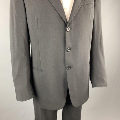 ARMANI COLLEZIONI Black Solid Wool 40 x 34 Suit