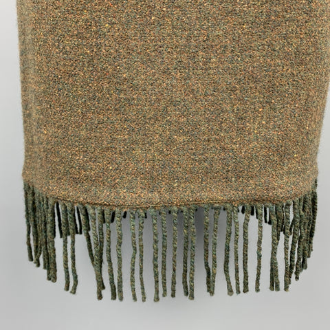 RALPH LAUREN Size 6 Olive Wool / Cashmere Tweed Fringe Skirt