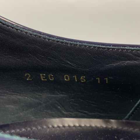 PRADA Talla 12 Zapatos con cordones y plataforma de cuero perforado azul marino y blanco