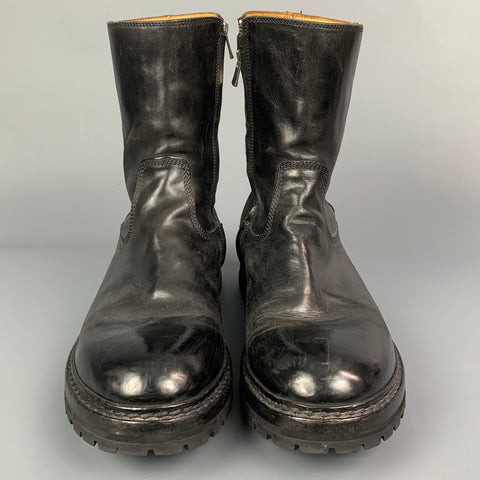 OFFICINE CREATIVE Lowry Black Leather Zip Up Ankle Boots