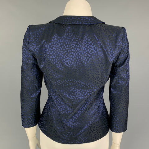 ARMANI COLLEZIONI Size 12 Black Blue Polyester Dots Jacket Blazer
