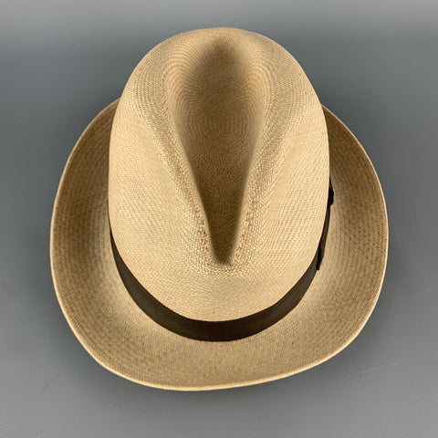 MONTERREY Size 55 Beige Straw Woven Fedora Panama Hat