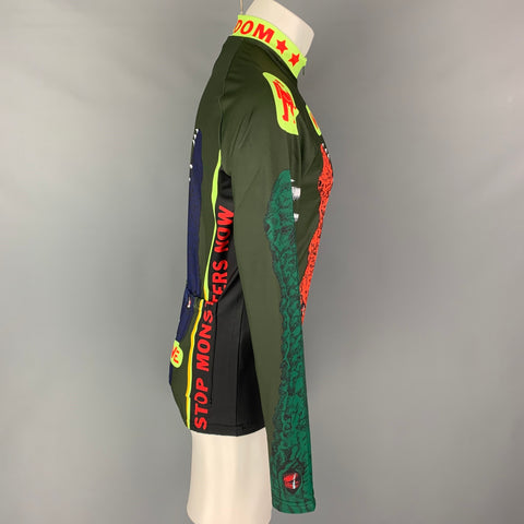 WALTER VAN BEIRENDONCK FW21 Size L Green Graphic Nylon Jersey Bike Top