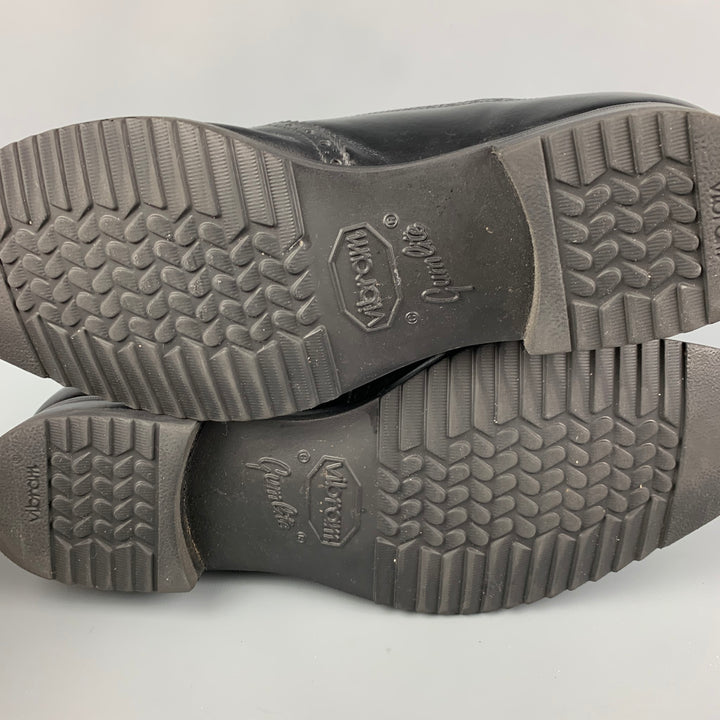 GRAVATI Size 10 Black Perforated Leather Double Monk Strap Lace Up Shoes