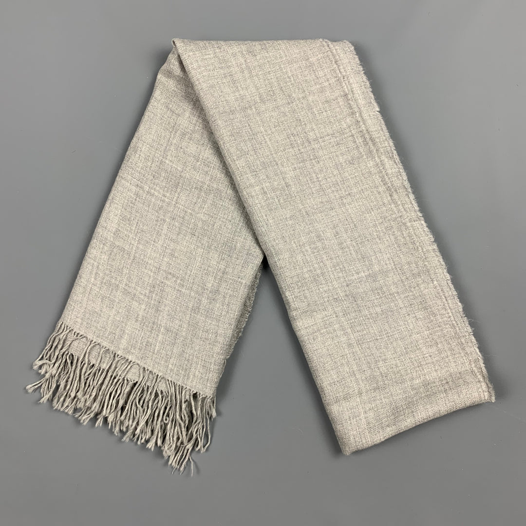 Bufanda extragrande con flecos de alpaca gris KUNA de 79"