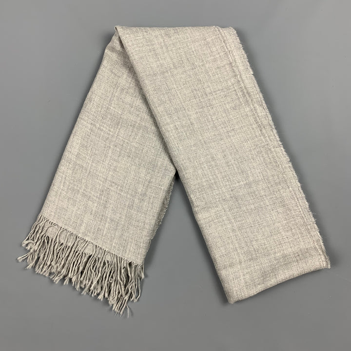 Bufanda extragrande con flecos de alpaca gris KUNA de 79"